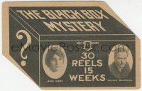 8r0338 BLACK BOX die-cut herald 1915 ultra rare early sci-fi serial, The Black Box Mystery, cool!