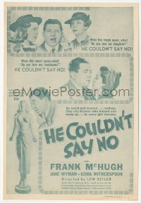 8r0385 HE COULDN'T SAY NO herald 1938 Jane Wyman, Frank McHugh, she didn't want to say yes, rare!