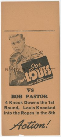 8r0395 JOE LOUIS VS BOB PASTOR herald 1939 boxing match, the world heavyweight champion, cool!