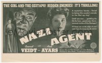 8r0423 NAZI AGENT herald 1942 Jules Dassin, art of Ann Ayars & Gestapo agent Conrad Veidt, rare!