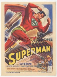 8r0314 SUPERMAN Belgian herald 1950 different art of superhero Kirk Alyn in red costume, ultra rare!