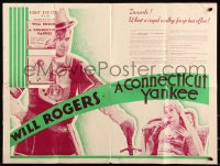 8r0540 CONNECTICUT YANKEE pressbook 1931 Will Rogers, Myrna Loy, from Mark Twain novel, ultra rare!