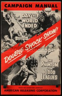 8r0545 DAY THE WORLD ENDED/PHANTOM FROM 10,000 LEAGUES pressbook 1956 schlock horror double-bill!
