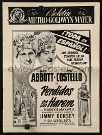 8r0591 LOST IN A HAREM Spanish/US pressbook 1944 Bud Abbott & Lou Costello, sexy Marilyn Maxwell!