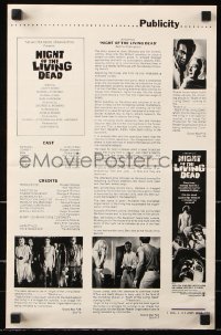 8r0605 NIGHT OF THE LIVING DEAD 2pg pressbook 1968 George Romero classic, they lust for human flesh!