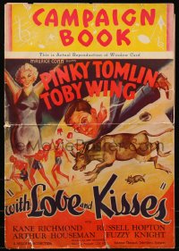 8r0658 WITH LOVE & KISSES pressbook 1937 great cover art of Pinky Tomlin & sexy Toby Wing!