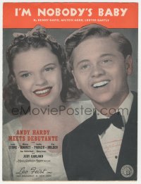 8r0073 ANDY HARDY MEETS DEBUTANTE sheet music 1940 Mickey Rooney, Judy Garland, I'm Nobody's Baby!