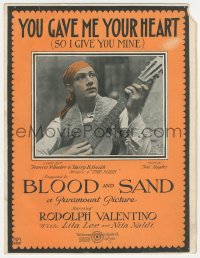 8r0077 BLOOD & SAND sheet music 1922 matador Rudolph Valentino with guitar, You Gave Me Your Heart!