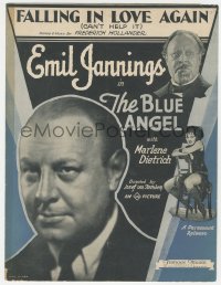 8r0078 BLUE ANGEL sheet music 1930 Emil Jannings & sexy Marlene Dietrich, Falling In Love Again!