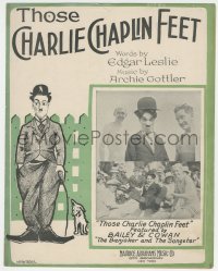 8r0083 CHARLIE CHAPLIN sheet music 1915 Those Charlie Chaplin Feet, great art by M. Matthews!