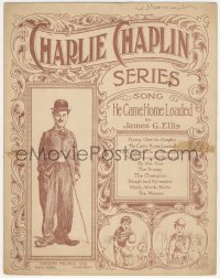 8r0084 CHARLIE CHAPLIN sheet music 1915 He Came Home Loaded, great Tramp art, ultra rare!