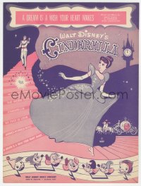 8r0086 CINDERELLA sheet music 1950 Walt Disney cartoon classic, A Dream is a Wish Your Heart Makes!