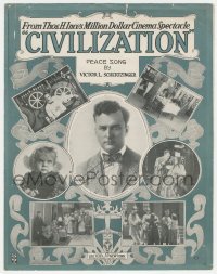8r0088 CIVILIZATION sheet music 1916 Thomas Ince pictured + anti-war scenes, Peace Song, rare!