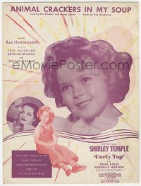 8r0089 CURLY TOP sheet music 1935 cute Shirley Temple, Animal Crackers in my Soup!