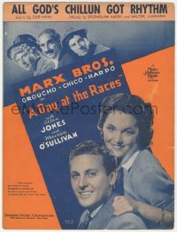 8r0090 DAY AT THE RACES sheet music 1937 Marx Brothers, O'Sullivan, All God's Chillun Got Rhythm