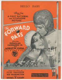 8r0092 FORWARD PASS sheet music 1929 football Douglas Fairbanks Jr., Loretta Young, Hello Baby!