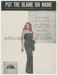 8r0093 GILDA sheet music 1946 sexy Rita Hayworth full-length in sheath dress, Put the Blame on Mame!