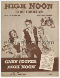 8r0099 HIGH NOON sheet music 1952 Do Not Forsake Me, the title song sung by Tex Ritter!