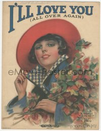 8r0101 I'LL LOVE YOU sheet music 1920 All Over Again, great cover art by Earl Christy!