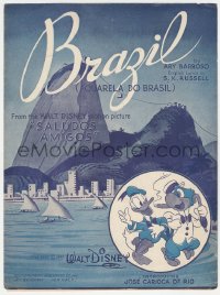 8r0113 SALUDOS AMIGOS sheet music 1943 Disney cartoon, Donald Duck & Joe Carioca sing Brazil!