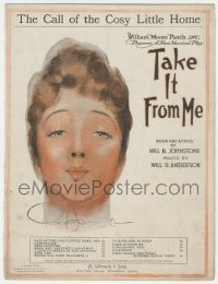 8r0129 TAKE IT FROM ME stage play sheet music 1919 Call of the Cosy Little Home, Rolf Armstrong art!