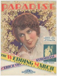 8r0136 WEDDING MARCH sheet music 1928 Erich Von Stroheim, Fay Wray, Paradise!