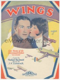 8r0140 WINGS sheet music 1927 William Wellman Best Picture, Clara Bow & Buddy Rogers, the title song!
