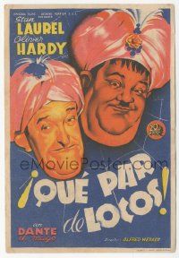 8r0792 A-HAUNTING WE WILL GO Spanish herald 1943 different art of Laurel & Hardy by Josep Soligo!