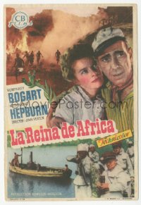 8r0799 AFRICAN QUEEN Spanish herald 1952 different image of Humphrey Bogart & Katharine Hepburn!