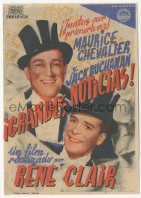 8r0842 BREAK THE NEWS Spanish herald 1938 Rene Clair, Maurice Chevalier & Jack Buchanan, different!