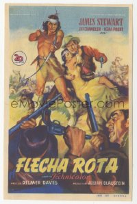 8r0845 BROKEN ARROW Spanish herald 1951 Soligo art of James Stewart rescuing sexy Indian Debra Paget