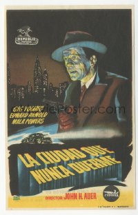 8r0865 CITY THAT NEVER SLEEPS Spanish herald 1954 different art of Gig Young with gun over Chicago!