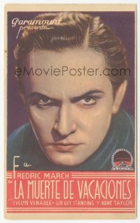 8r0879 DEATH TAKES A HOLIDAY Spanish herald 1934 great close up of intense Fredric March, rare!