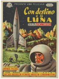 8r0883 DESTINATION MOON Spanish herald 1953 Robert A. Heinlein, different art of rocket & astronauts!