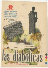 8r0885 DIABOLIQUE 6x8 Spanish herald 1957 Henri-Georges Clouzot, Signoret, cool silhouette art, rare!
