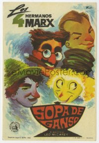 8r0892 DUCK SOUP Spanish herald R1965 Esc art of all 4 Marx Brothers, Groucho, Harpo, Chico & Zeppo!
