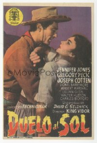8r0893 DUEL IN THE SUN Spanish herald 1953 photographic c/u of Jennifer Jones & Gregory Peck, rare!