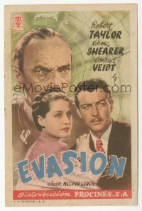 8r0899 ESCAPE Spanish herald 1940 Jano art of Robert Taylor, Nazi mistress Norma Shearer & Veidt!