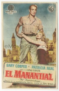 8r0913 FOUNTAINHEAD Spanish herald 1954 different image of Patricia Neal kneeling by Gary Cooper!
