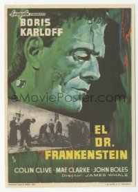 8r0916 FRANKENSTEIN Spanish herald R1965 great MCP close up art of Boris Karloff as the monster!
