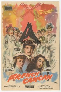 8r0919 FRENCH CANCAN Spanish herald 1957 Renoir, different Jano art of Moulin Rouge showgirls, rare!