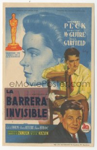 8r0927 GENTLEMAN'S AGREEMENT Spanish herald 1949 Kazan, Gregory Peck, McGuire, Garfield, Soligo art!
