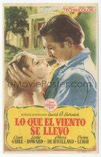 8r0937 GONE WITH THE WIND Spanish herald R1953 romantic close up of Clark Gable & Vivien Leigh!