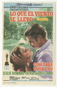8r0936 GONE WITH THE WIND Spanish herald R1962 romantic c/u of Clark Gable & Vivien Leigh!