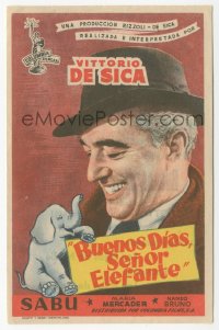 8r0945 HELLO ELEPHANT Spanish herald 1953 Vittorio De Sica & cartoon elephant, different & rare!