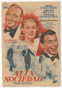 8r0948 HIGH SOCIETY Spanish herald 1959 Mongho art of Sinatra, Crosby, Grace Kelly & Louis Armstrong
