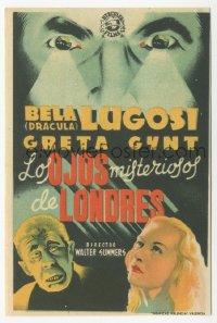 8r0954 HUMAN MONSTER Spanish herald R1940s completely different art of Bela Lugosi, Edgar Wallace!
