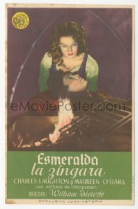 8r0956 HUNCHBACK OF NOTRE DAME green vertical Spanish herald 1944 Maureen O'Hara & Edmond O'Brien!