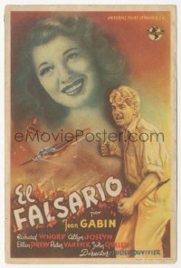 8r0962 IMPOSTOR Spanish herald 1946 Jean Gabin, Ellen Drew, Julien Duvivier, different & rare!