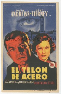 8r0970 IRON CURTAIN Spanish herald 1948 Soligo art of Dana Andrews & sexy Gene Tierney in London!
